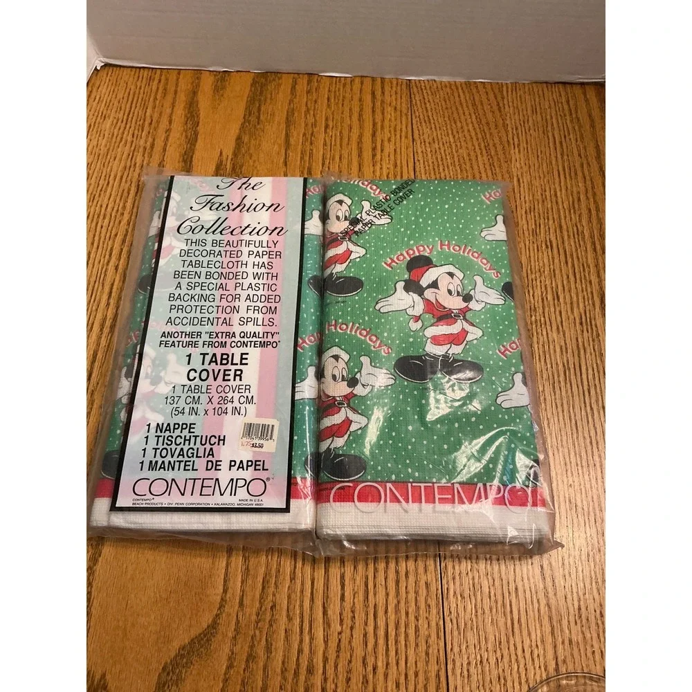 Vintage Disney Mickey Mouse Christmas Paper Tablecloths Contempo Set of 2 New